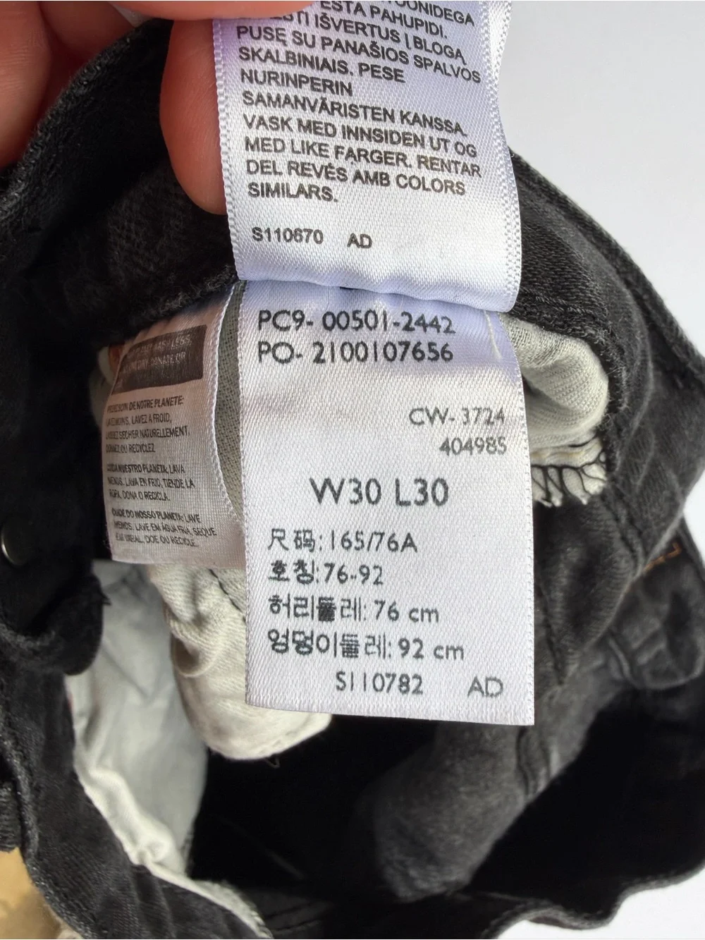 Levi's 501 Original Fit Straight Leg Black Jeans W30 L30